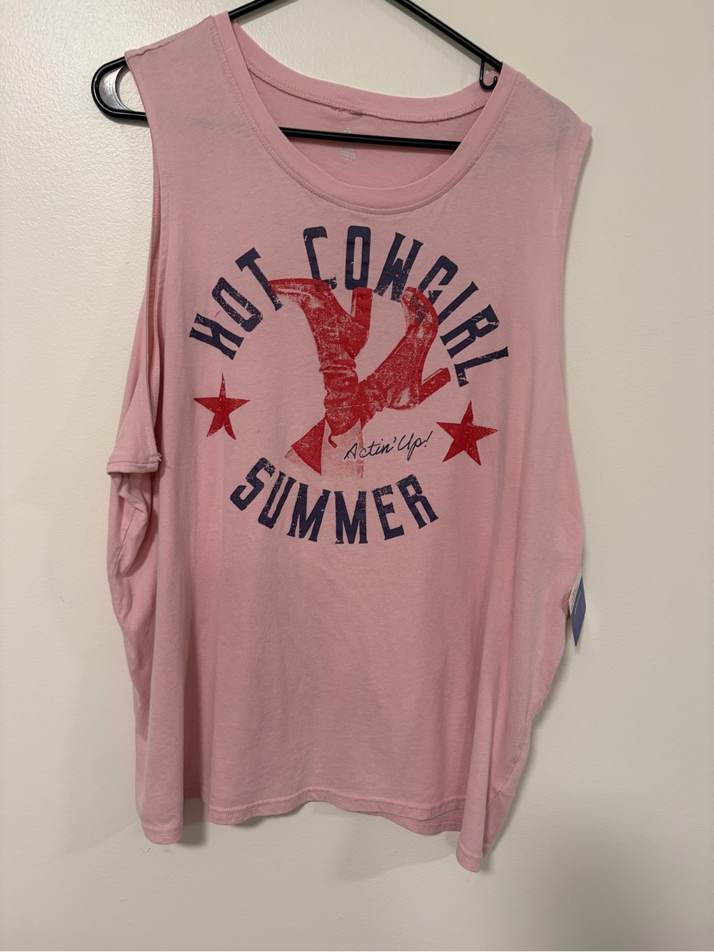 Women’s Pink Graphic Muscle Tee - Hot Cowgirl Summer
